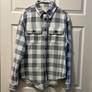 Gray and White Plaid Button-Up jacket